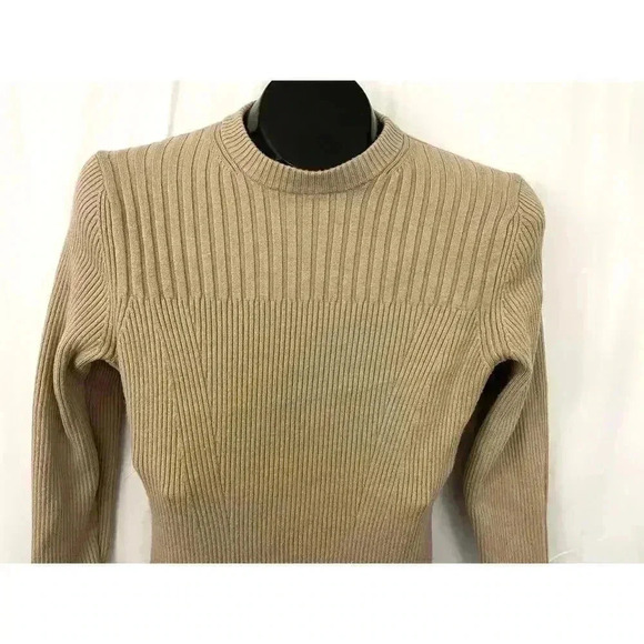 Light Brown Long Sleeve Ribbed Sweater Dress MEDIUM Pullover Prologue - Picture 8 of 9